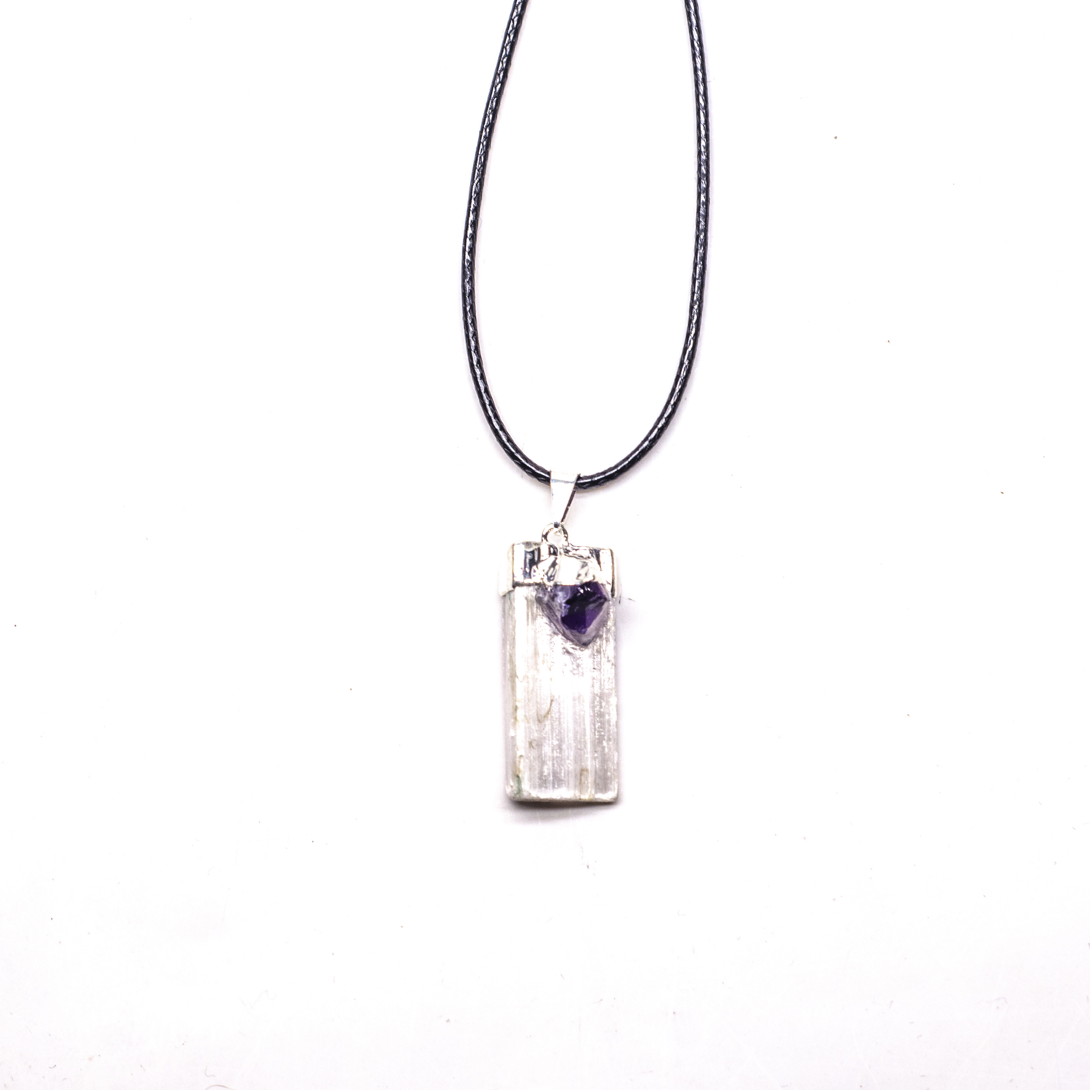 Colgante selenita con amatista